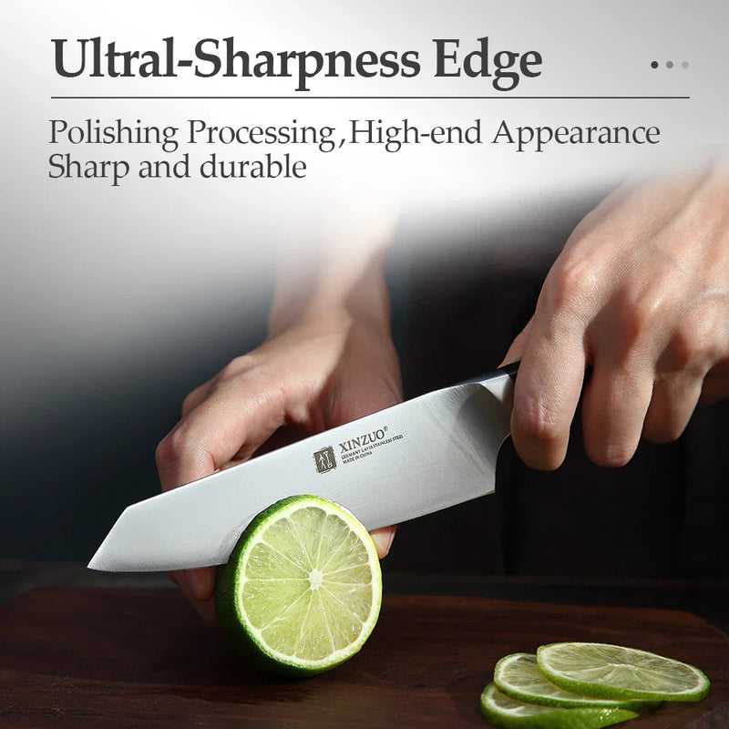 XINZUO 5" Inch Utility Knife Germany 1.4116 Steel Kitchen Knives Universal Knife Stainless Steel 2018 Fruit Knives Ebony Handle