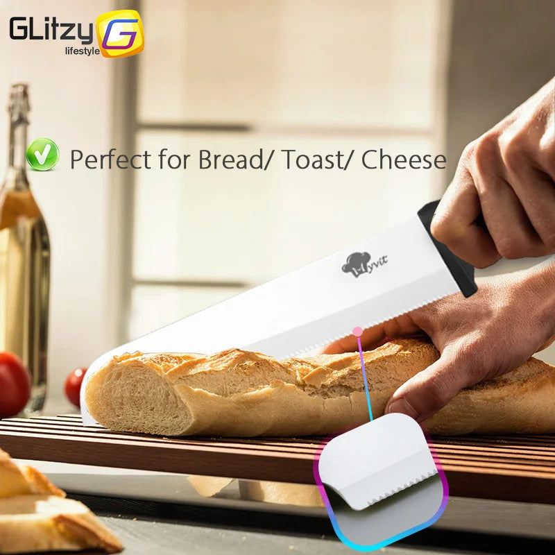Ceramic Knife Set of Kitchen Knives 3 4 5 6 Inch Sharp Serrated Bread Chef Utility Slicer Fruit Peeler White Blade with Sheaths