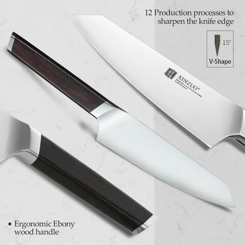 XINZUO 5" Inch Utility Knife Germany 1.4116 Steel Kitchen Knives Universal Knife Stainless Steel 2018 Fruit Knives Ebony Handle