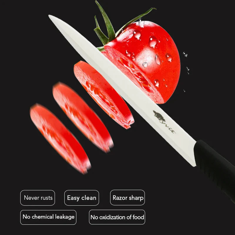Ceramic Knives Set Kitchen knives 3 4 5 6 inch Chef knife +peeler with holder white zirconia blade Multi-color Handle