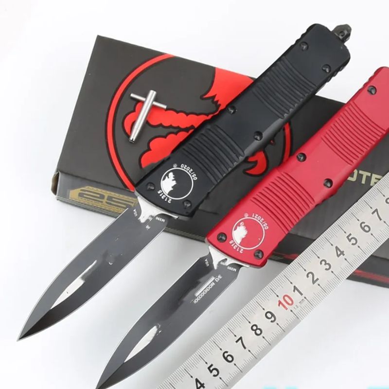 Micro Tech Hunting Knife Black & Red
