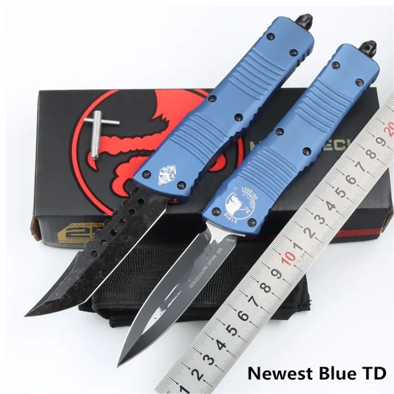 Micro Tech Hunting Knife Blue